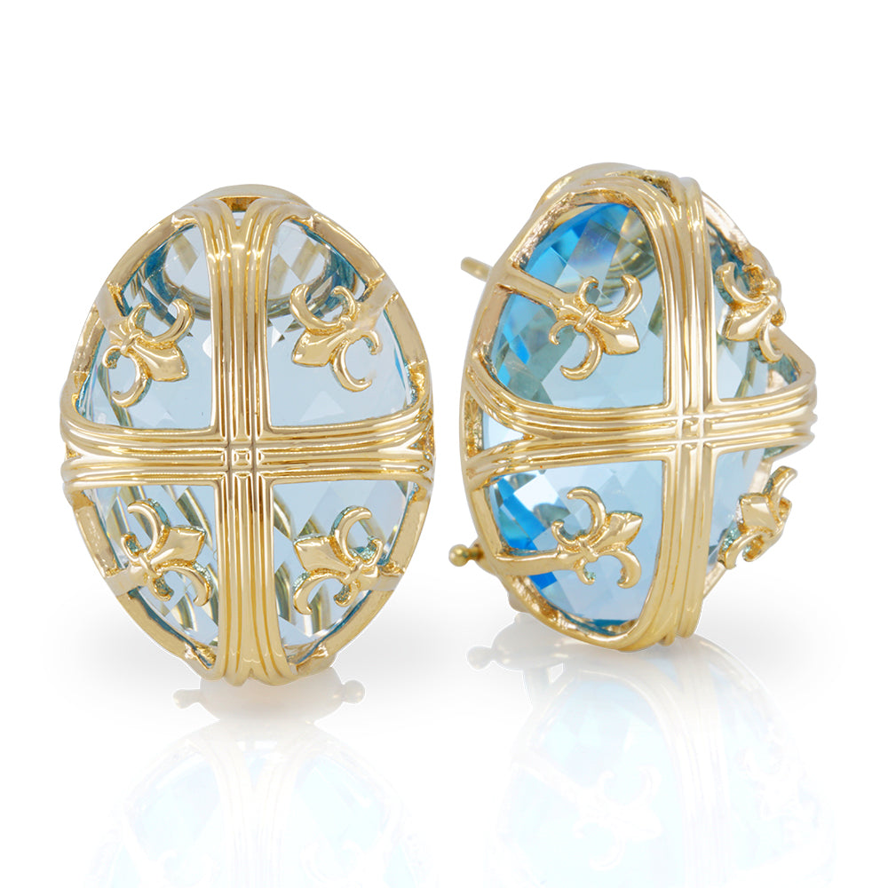 14Kt Yellow Gold Blue Topaz Biltmore Collection Earrings