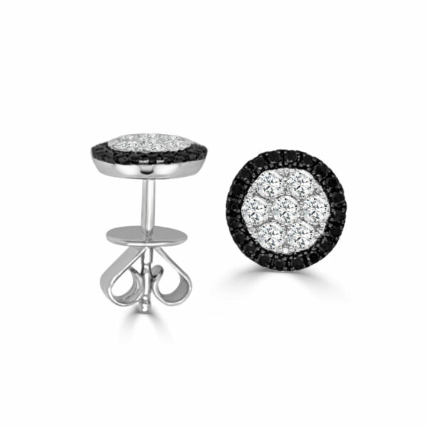 14Kt White Gold Cluster Stud Earrings
