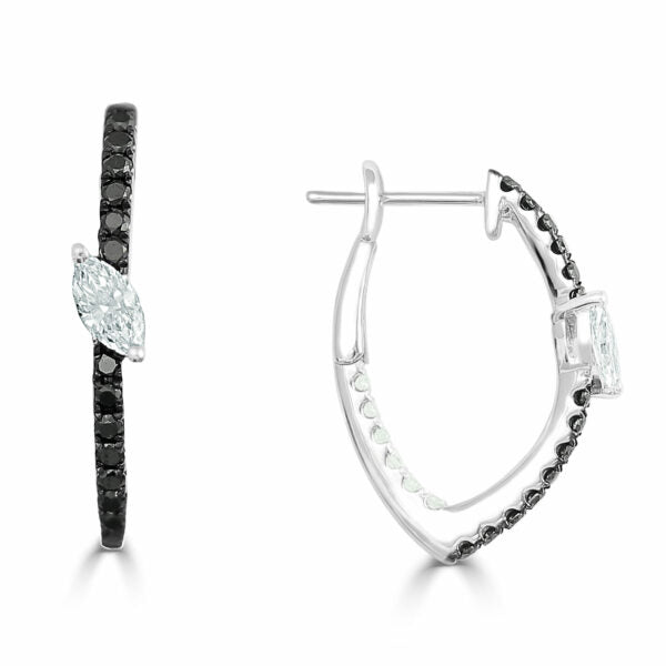 14Kt White Gold Hoops