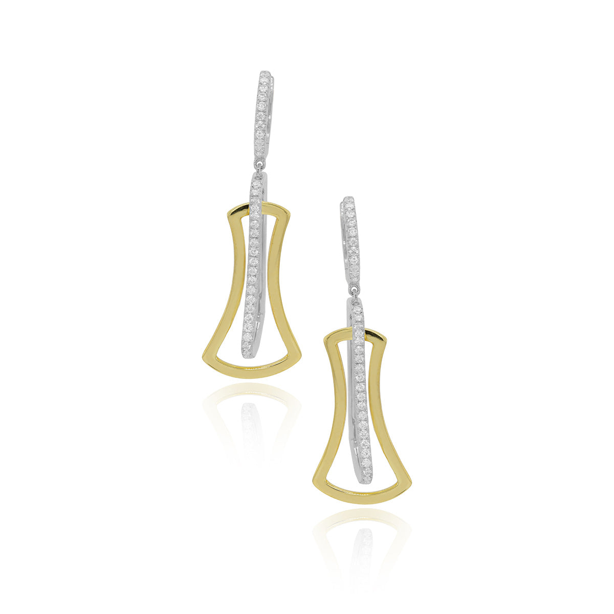 One Pair Of 14Kt Two Tone Double Dangle Earrings