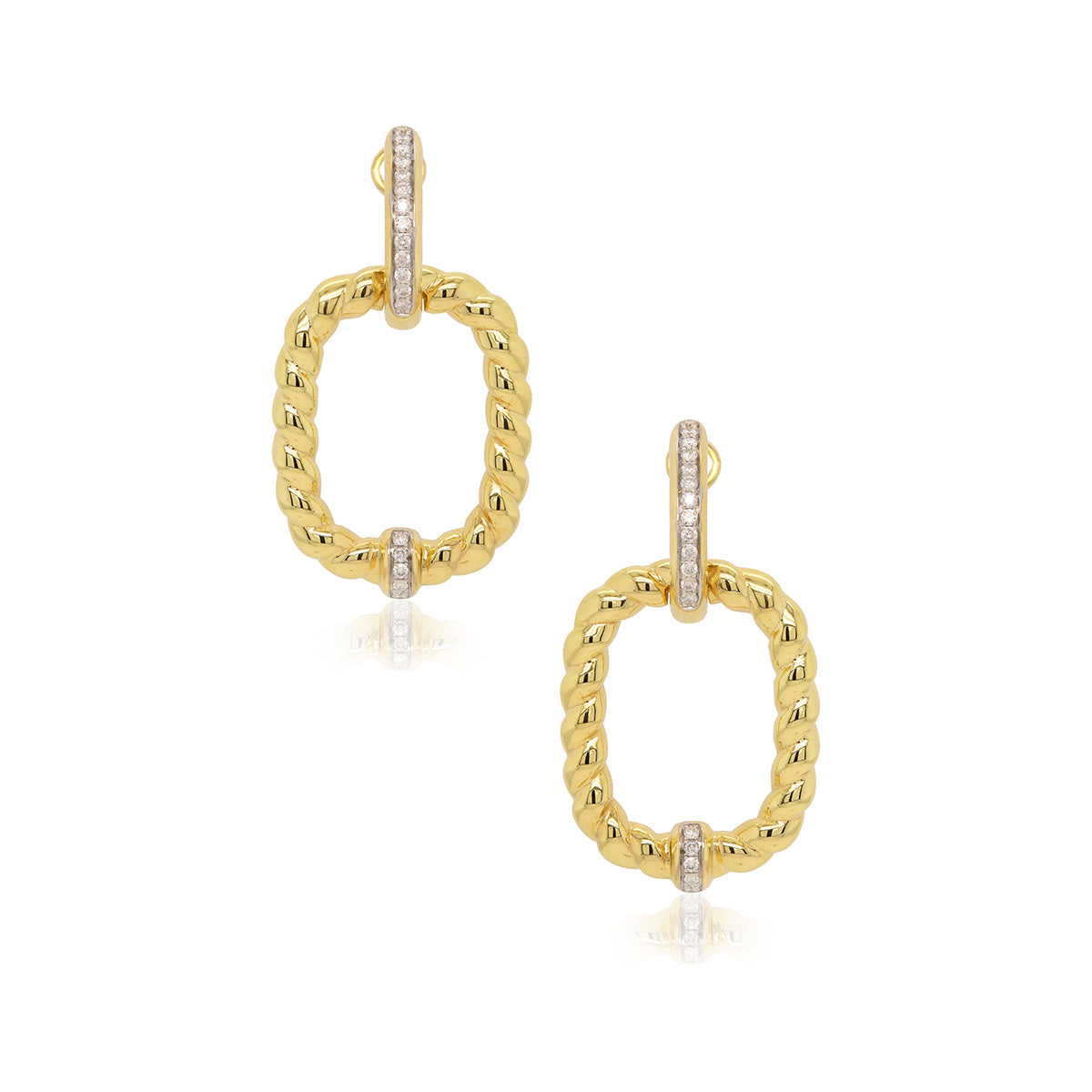 One Pair Of 14Kt Yellow Gold Rectangular Drop Earrings