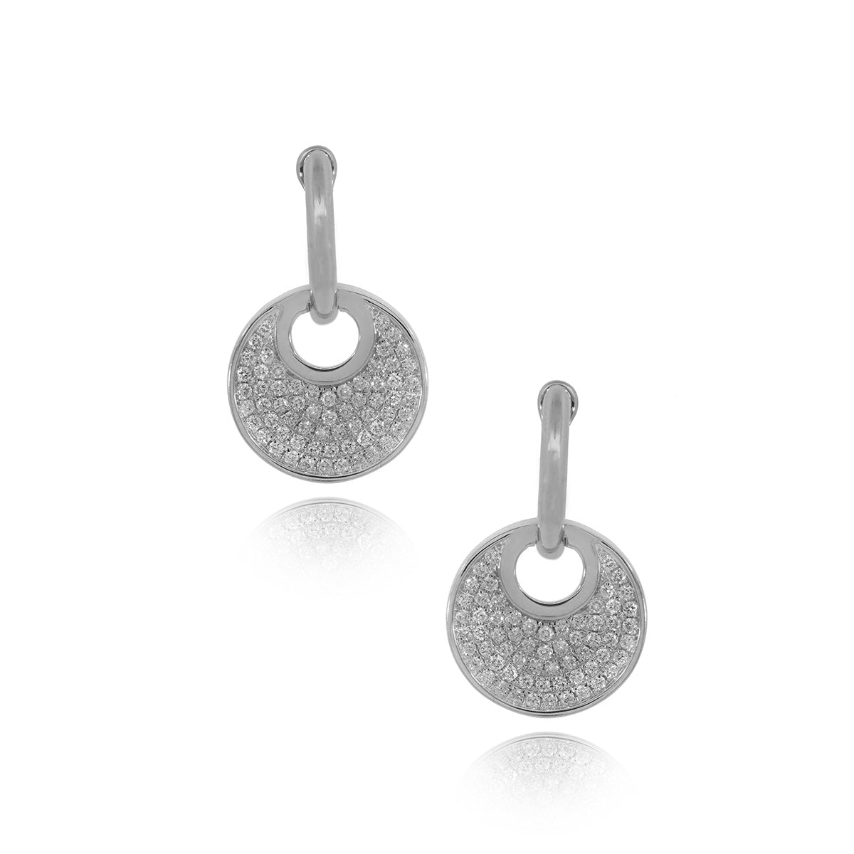 One Pair Of 14Kt White Gold Dangle Disk Earrings