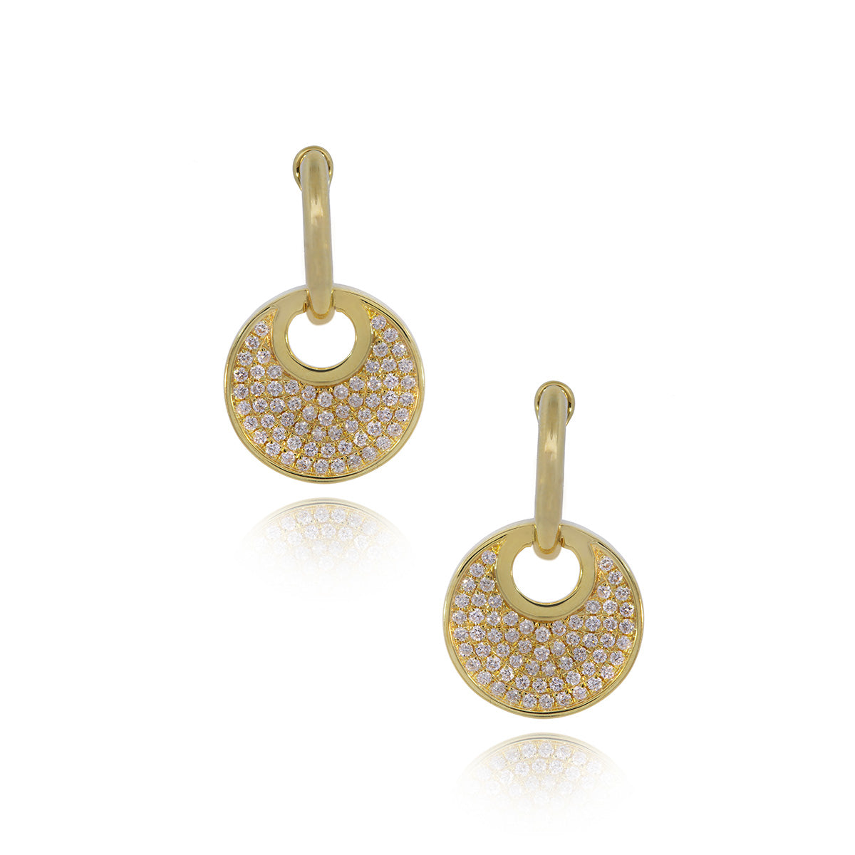 One Pair Of 14Kt Yellow Gold Dangle Disk Earrings