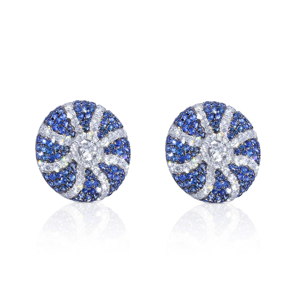 One Pair Of 14Kt White Gold Spin Wheel Earrings