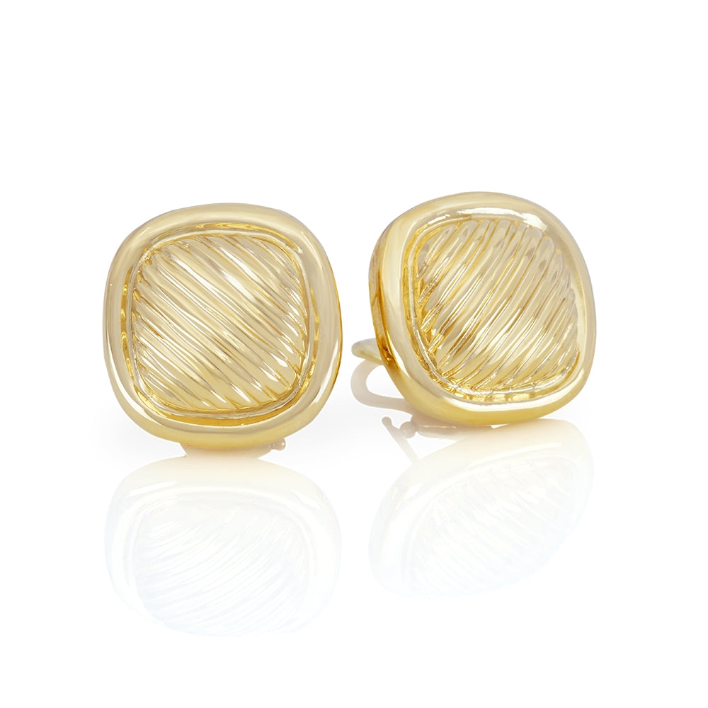 14Ktyg Square Ribbed Earrings