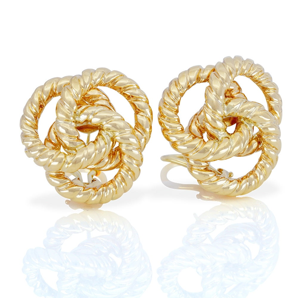 14K Yellow Gold Large Twisted Knot Earrings