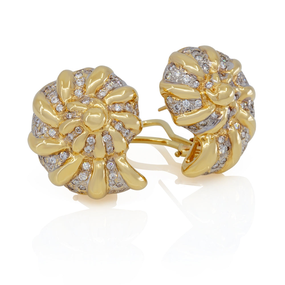 14Kt Yellow Gold Nautilus Shell Earrings