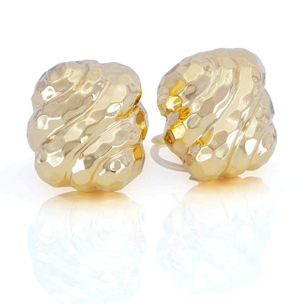 14Kt Hammered Ribbed Earrings