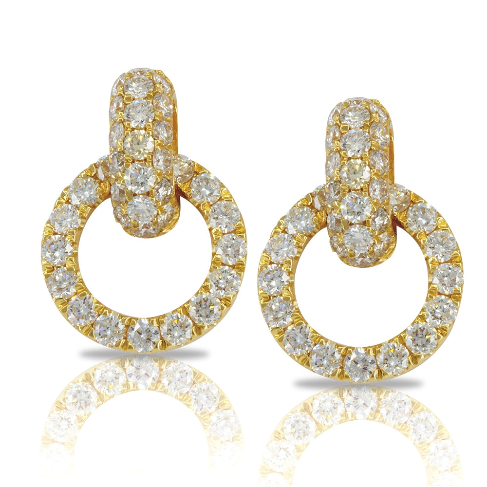 18Kt Yellow Gold Diamond Door Knocker Earrings