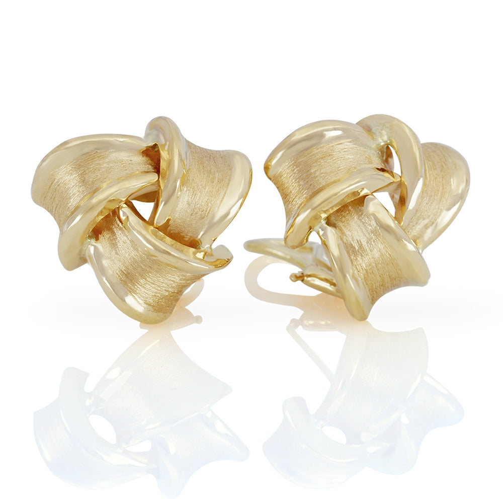 14Kt Yellow Gold Textured Knot Earrings