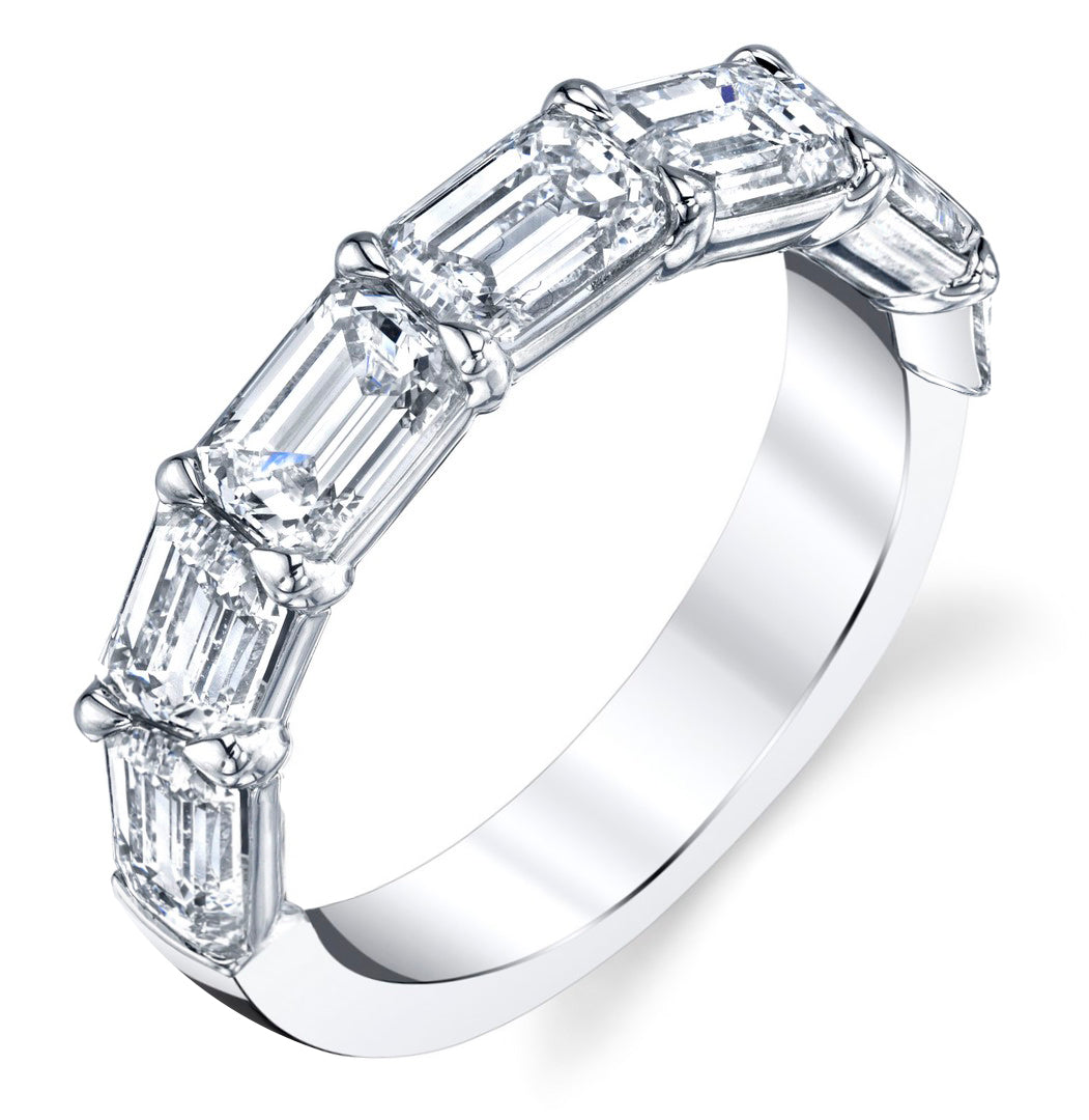 Platinum Emerald Cut Diamond Band 2.32ctw