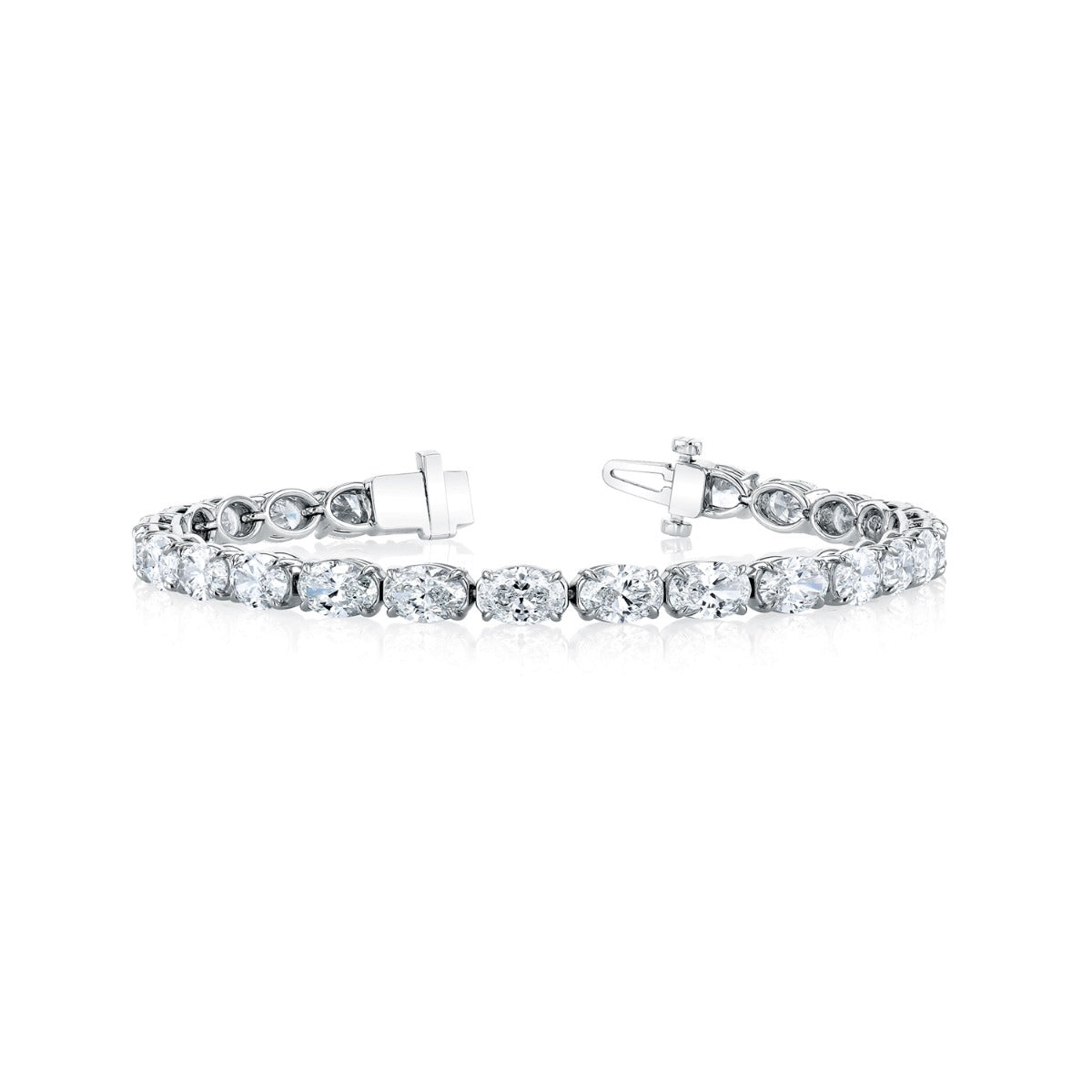 18k White Gold Oval Diamond Line Bracelet 4.28ctw
