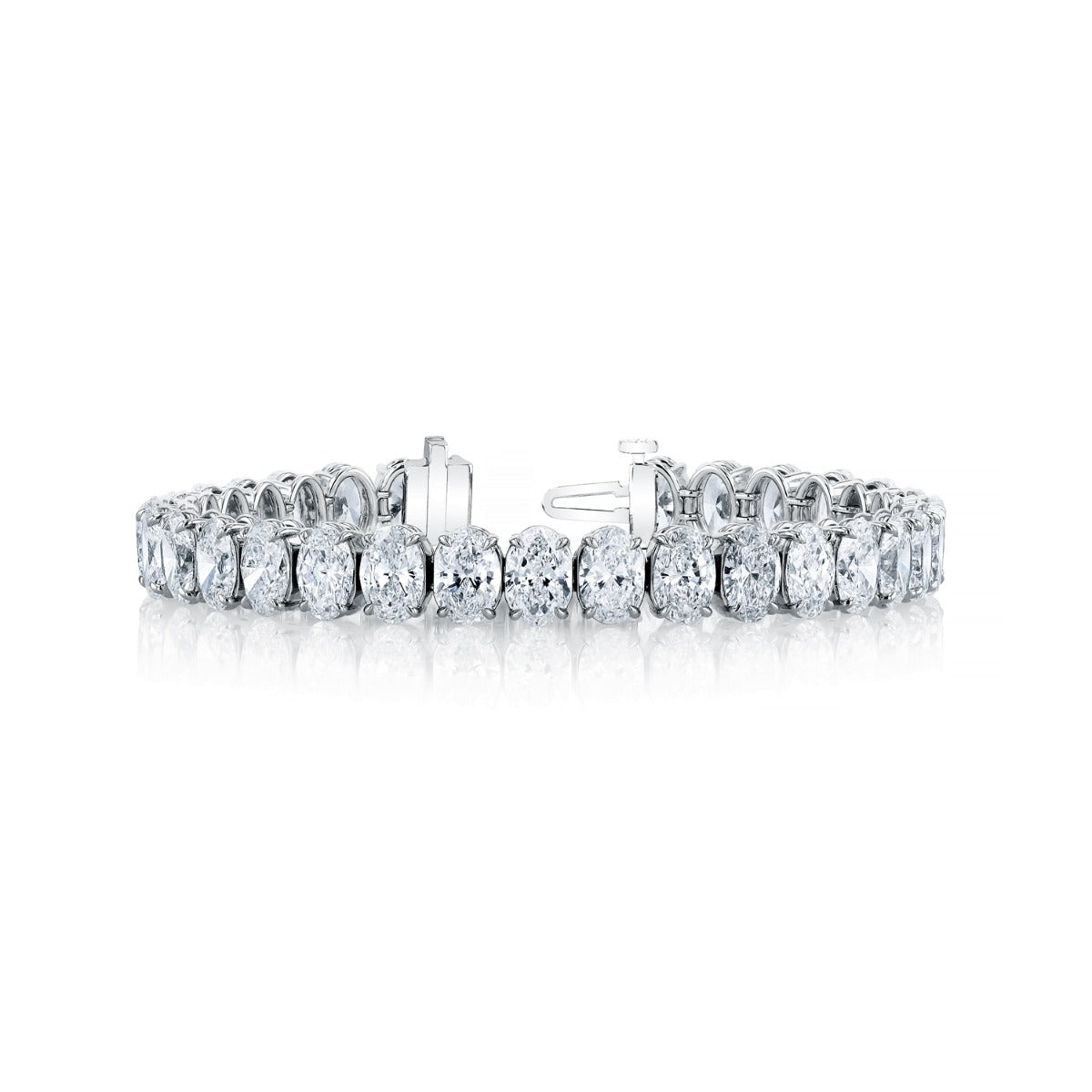 18k White Gold Oval Diamond Line Bracelet 9.66ctw