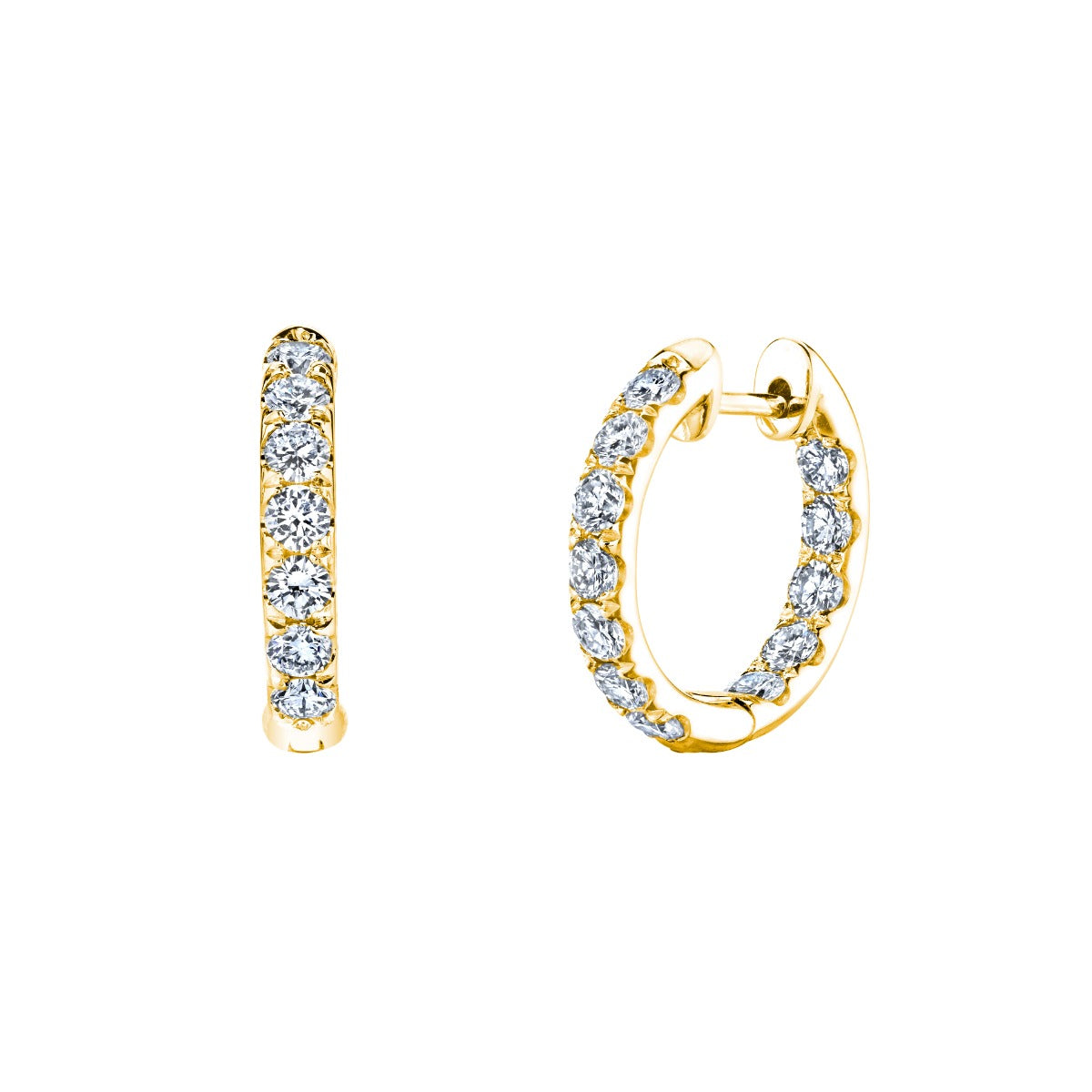 18k Yellow Gold Diamond Hoop Earrings 3.14ctw