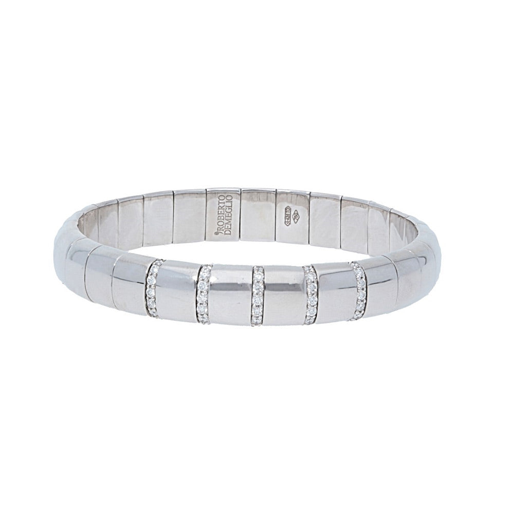 Pura Oro 18K White Gold And Diamond Expandable Bracelet
