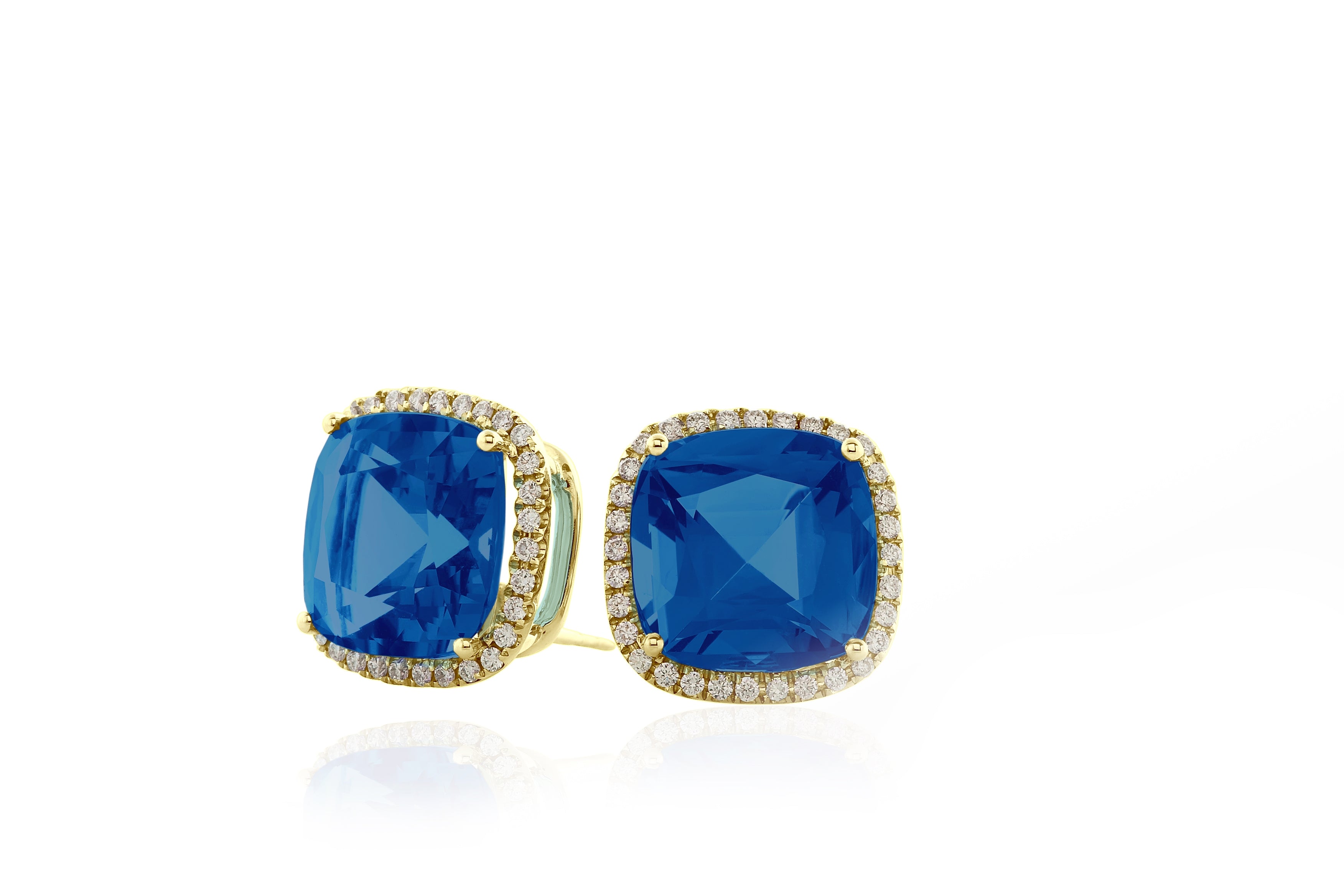 18K Yellow Gold Goshwara Gossip Blue Topaz and Diamond Earrings