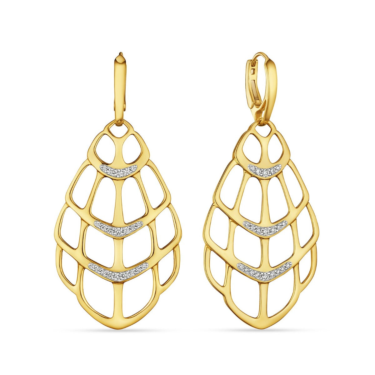 One Pair Of 14Kt Yellow Gold Judith Ripka Open Work Dangle Selvaggia Drama Earrings