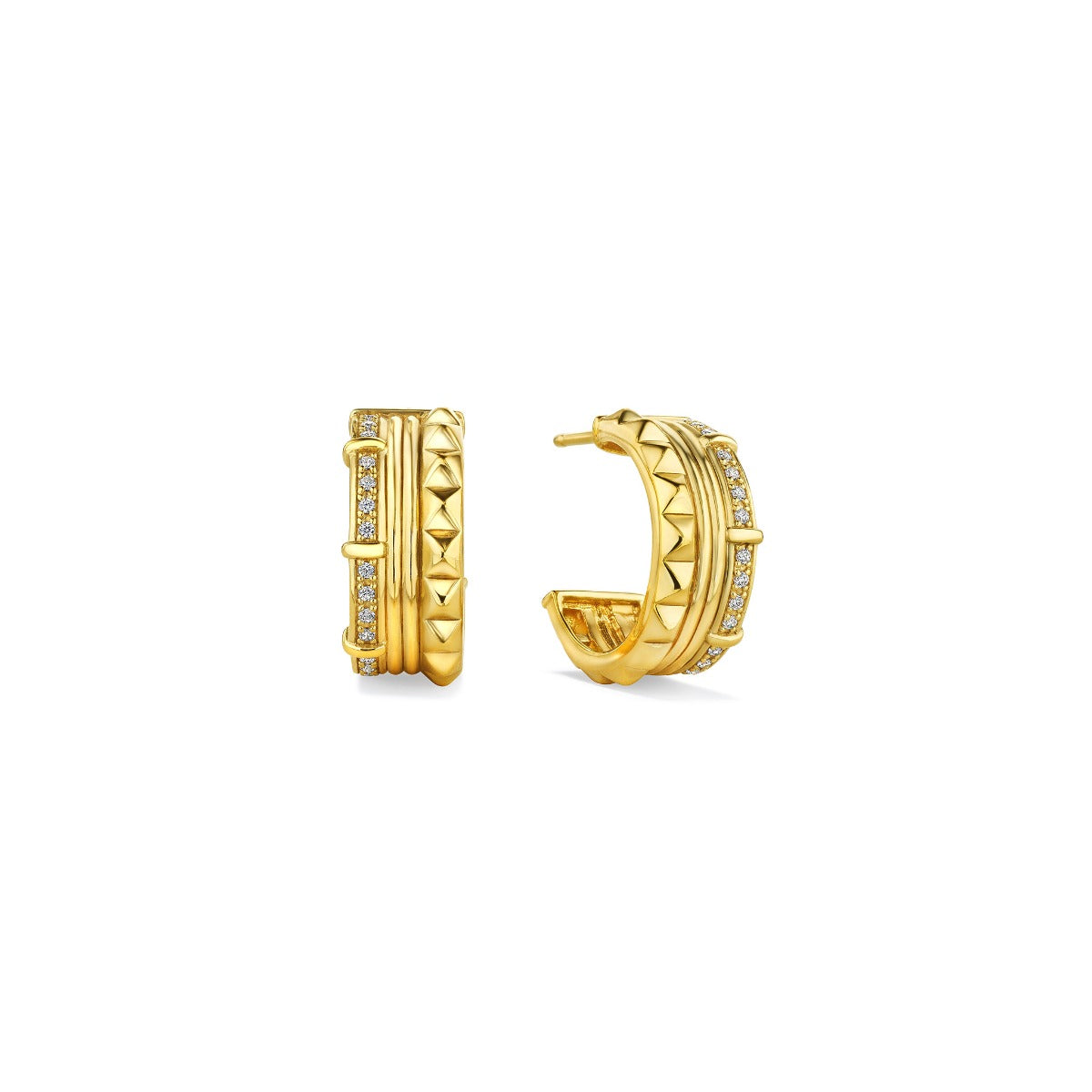 One Pair Of Judith Ripka 18Kt Yellow Gold Arete Hoop Earrings