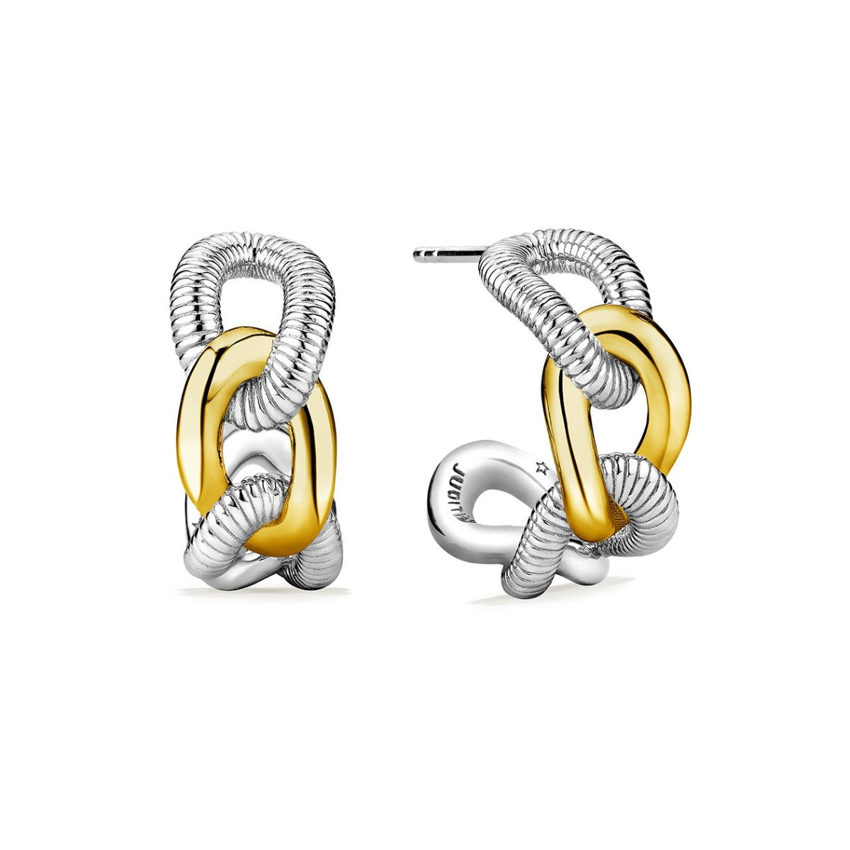 One Pair Of Judith Ripka Sterling Silver And 18Ktyg Eternity Hoop Earrings