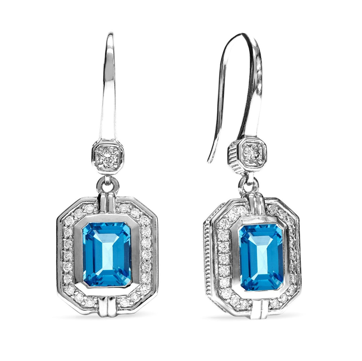 Judith Ripka Sterling Silver Adrienne Blue Topaz Drop Earrings