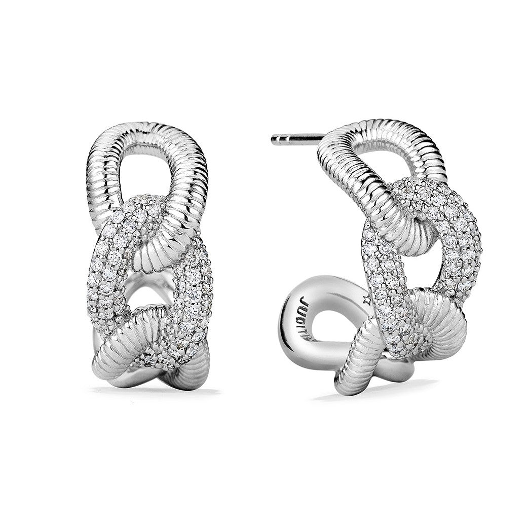 Judith Ripka Sterling Silver Eternity Hoops With Diamonds