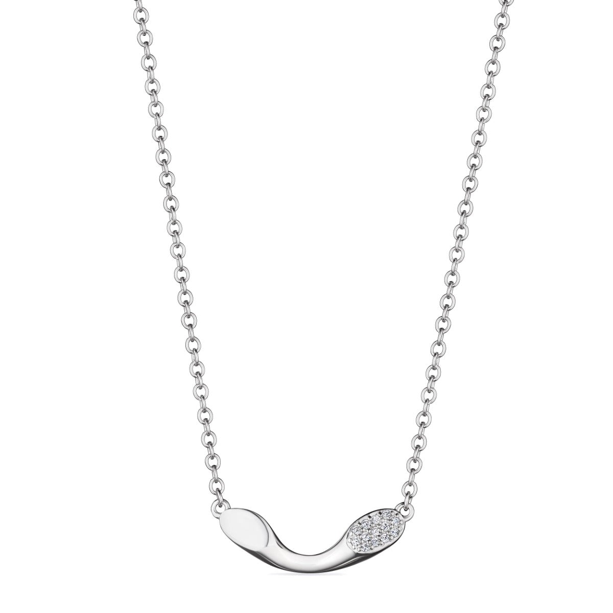 Judith Ripka Sterling Silver Small Gaia Bar Necklace with Diamonds
