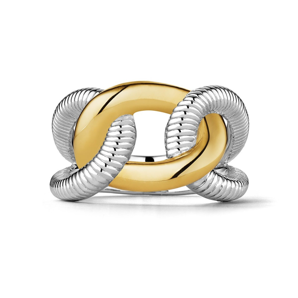 Judith Ripka Sterling Silver And 18K Yellow Gold Eternity Interlocking Ring