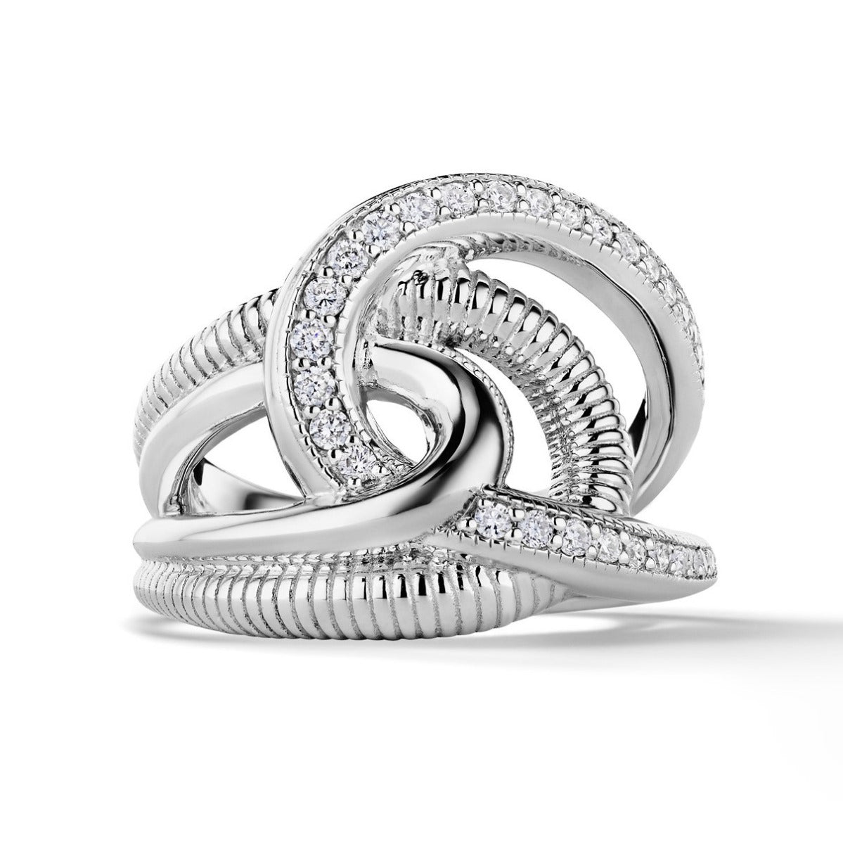 Judith Ripka Sterling Silver and Diamond Eternity Intertwined Ring