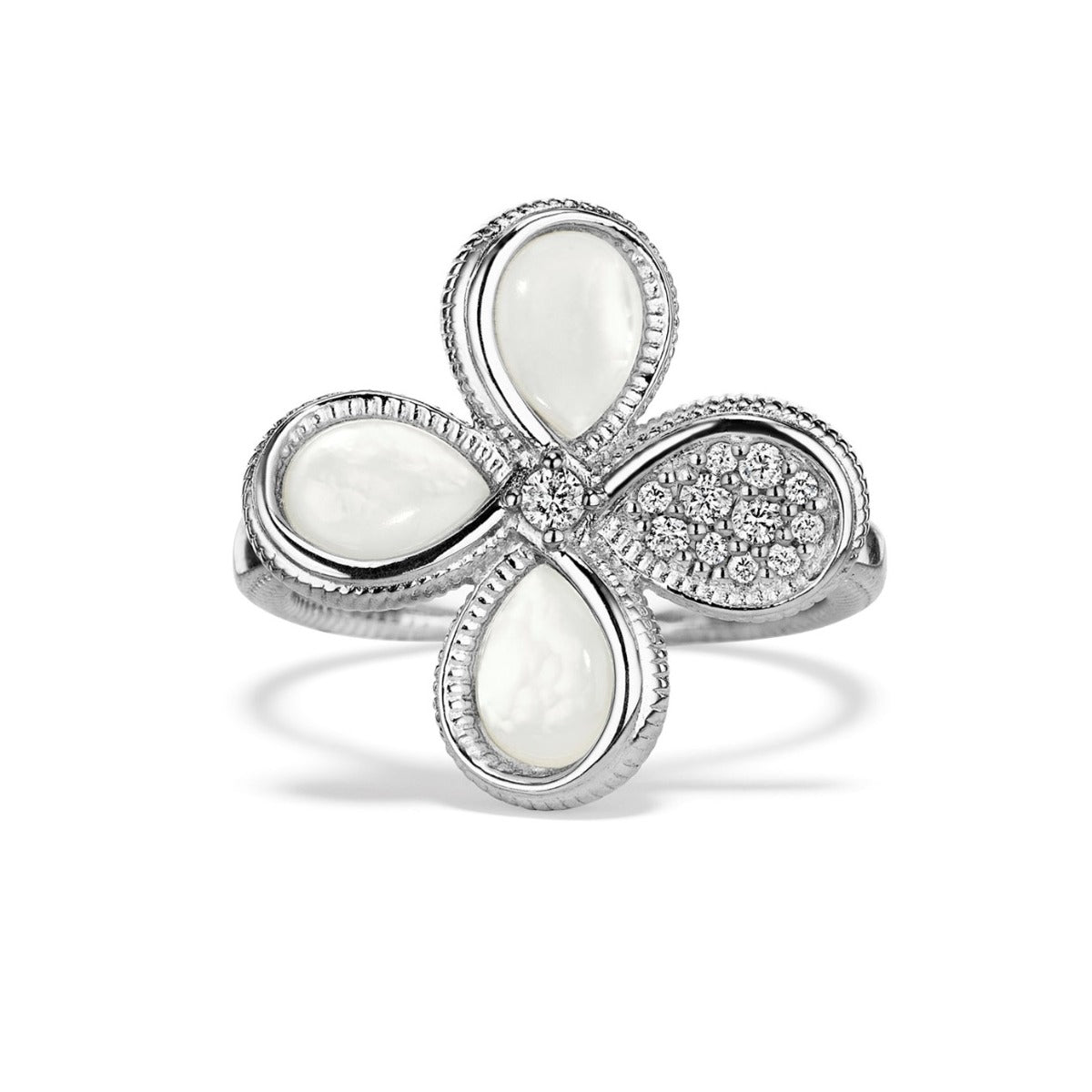 Judith Ripka Sterling Silver And Mother Of Pearl Jardin Ring
