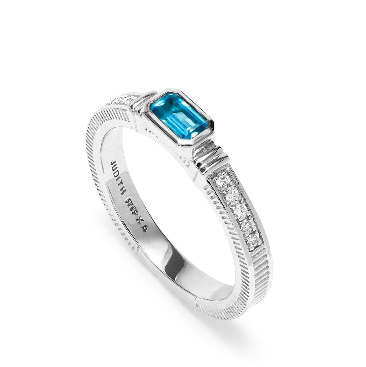 Judith Ripka Sterling Silver Adrienne Blue Topaz Stack Ring