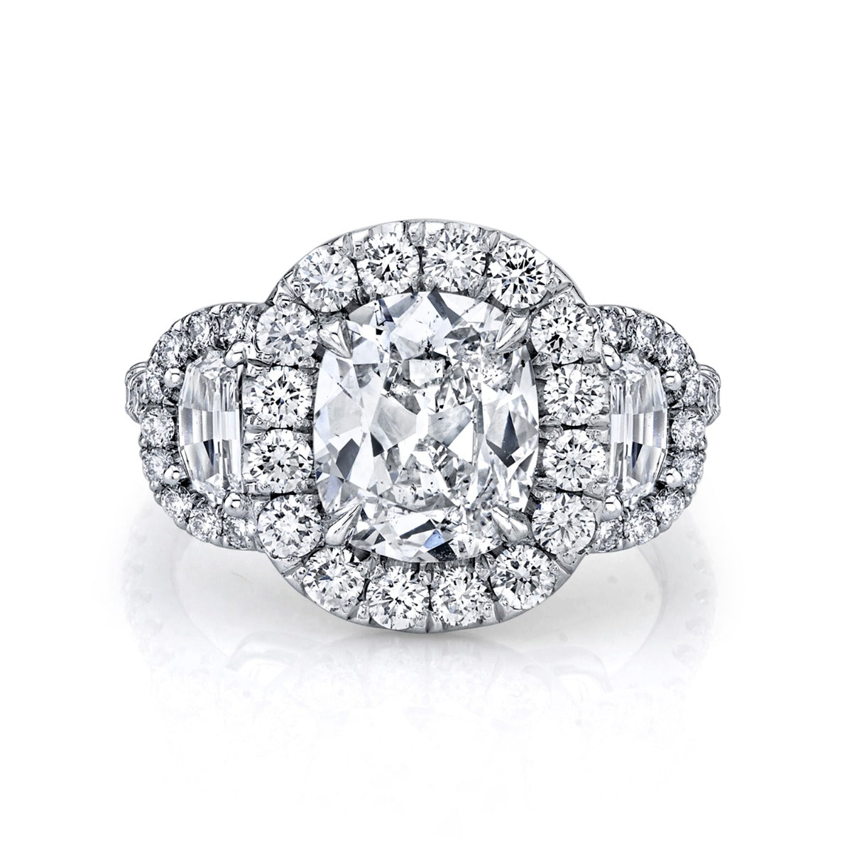 Platinum Cushion Cut Diamond Ring
