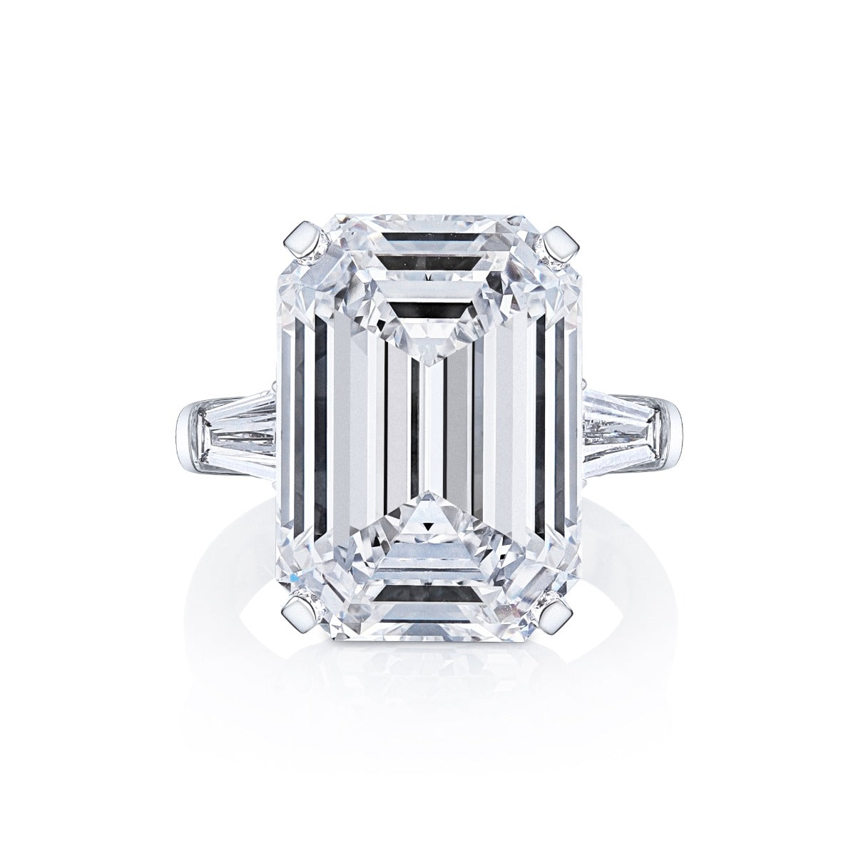Platinum Emerald Cut Diamond Ring