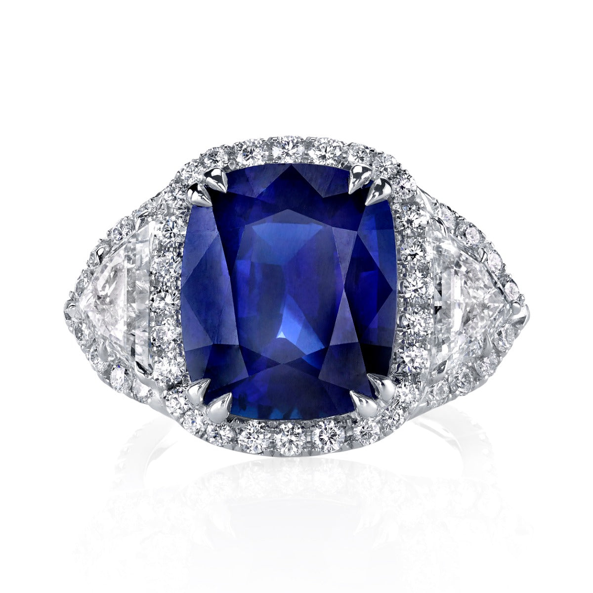 Platinum 8.11ct Cushion Cut Sapphire And Diamond Ring