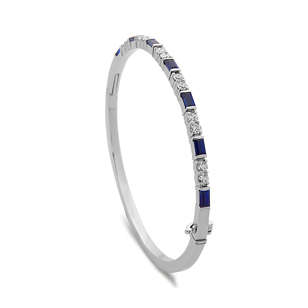 18Kt White Gold Sapphire and Diamond Bangle Bracelet