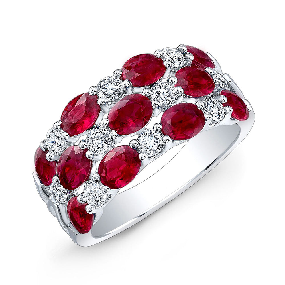 18Kt White Gold Three Row Wide Band