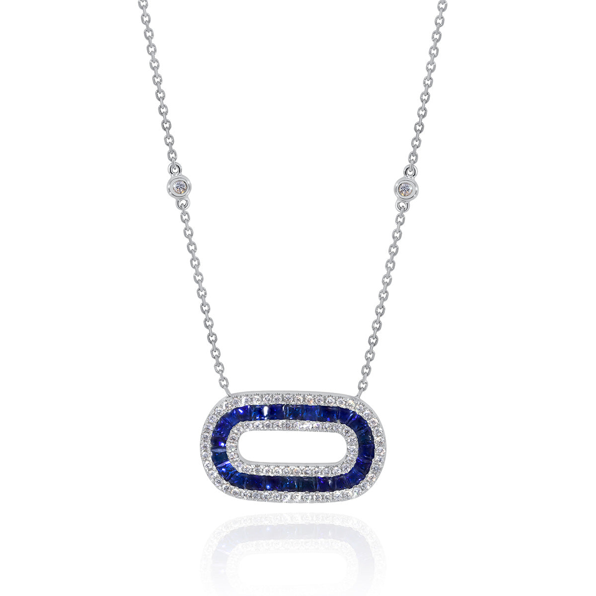 One 18Kt White Gold Oval Necklace