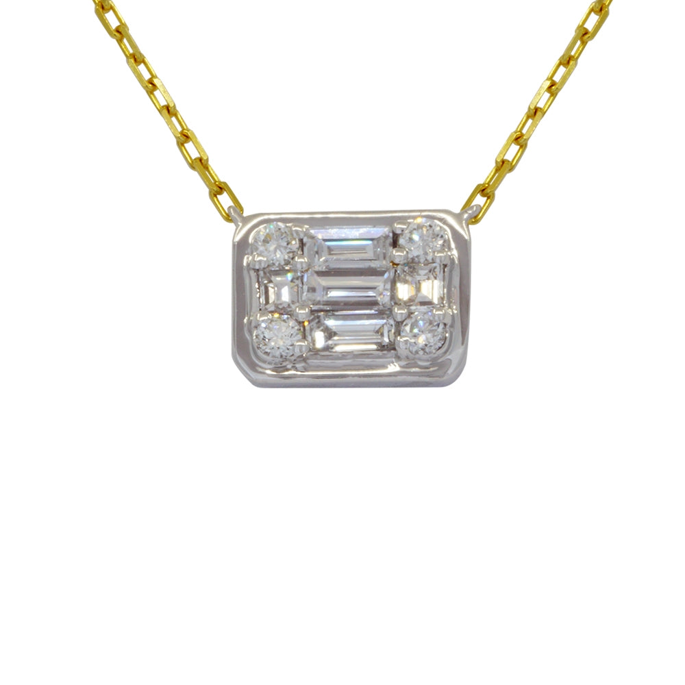 18K White Gold Diamond Pendant on 18K Yellow Gold Chain