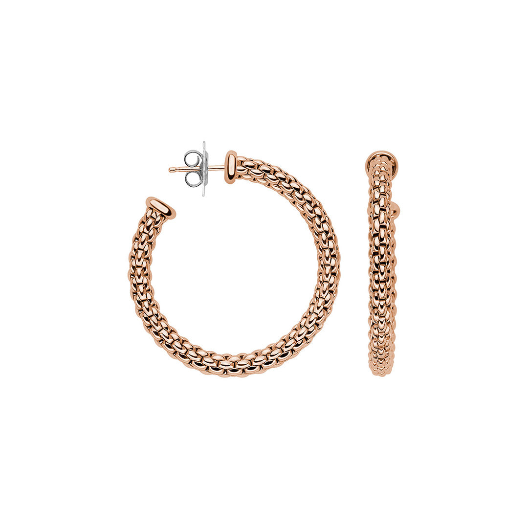 18Kt Rose Gold Fope Essentials Medium Hoops