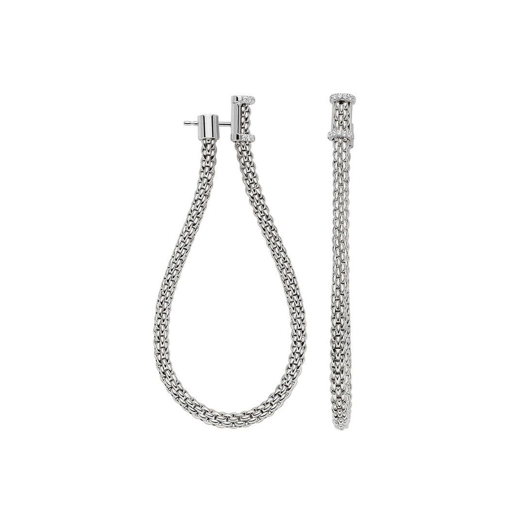 18Kt White Gold Fope Essentials Large Loop Earrings with Diamonds