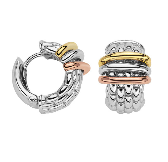 One Pair Of 18Kt White Gold Fope Panorama Huggys
