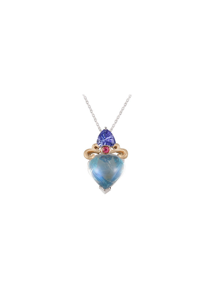 One 18Kt Two Tone Moonstone Pendant