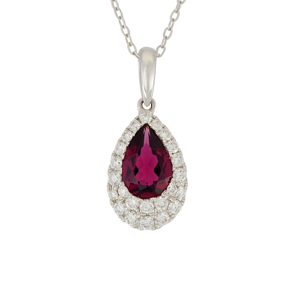 18Ktwg Pear Shaped Pink Tourmaline Pendant