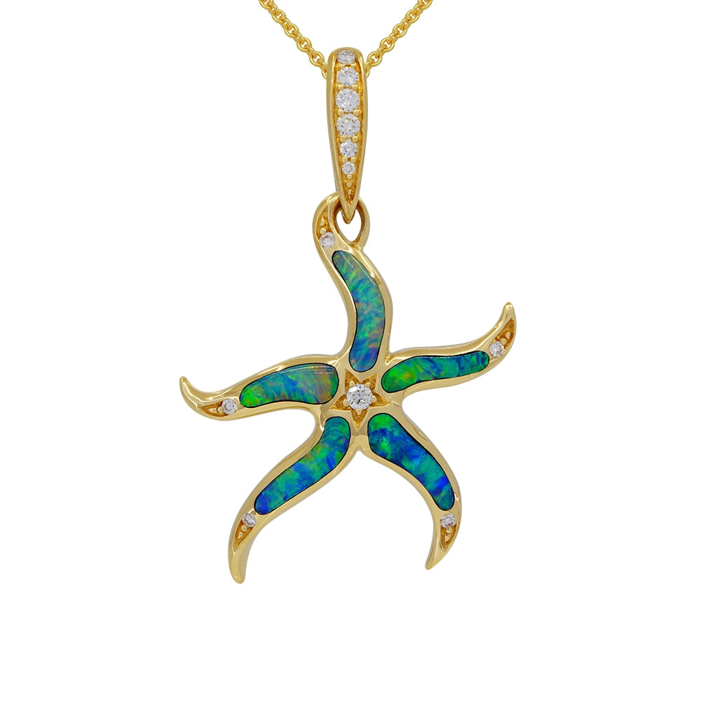 14k Yellow Gold Kabana Opal Starfish Pendant
