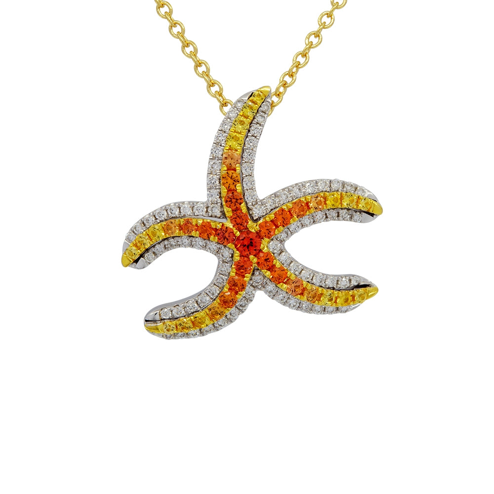 18Kt White Gold Starfish Pendant