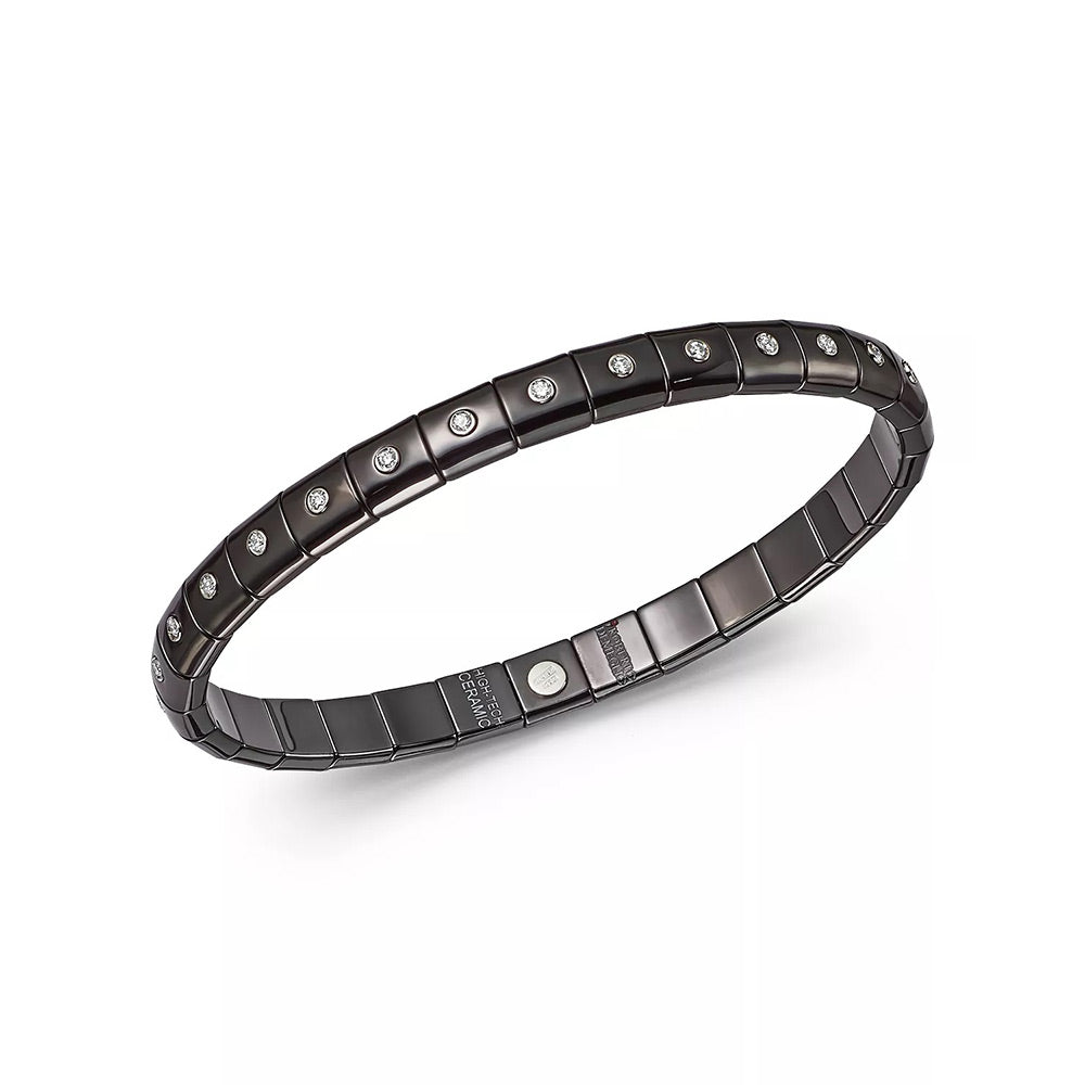 Pura Black Ceramic And 18K White Gold and DiamondExpandable Bracelet