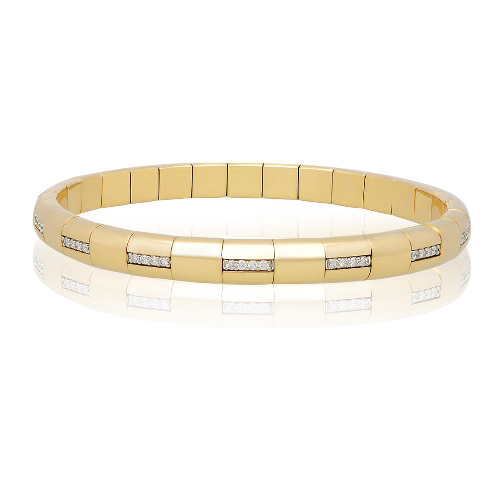 Pura Oro 18K Yellow Gold And Diamond Expandable Bracelet