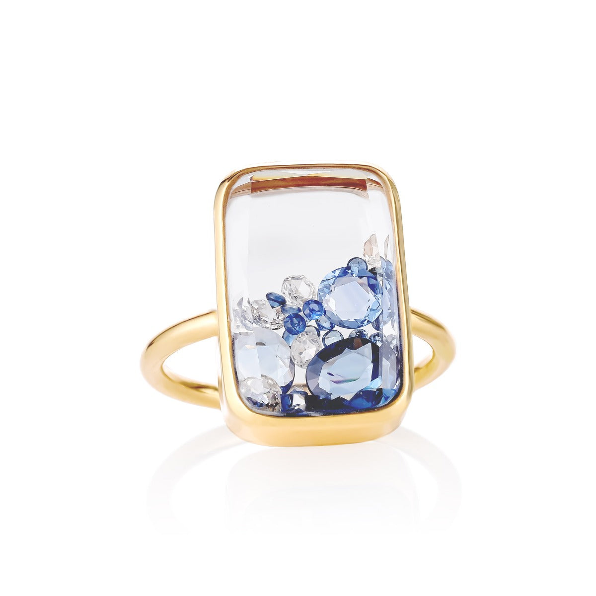 Moritz Glik Handmade 18Kt Yellow Gold Sapphire And Diamond Ten Fourteen Ring