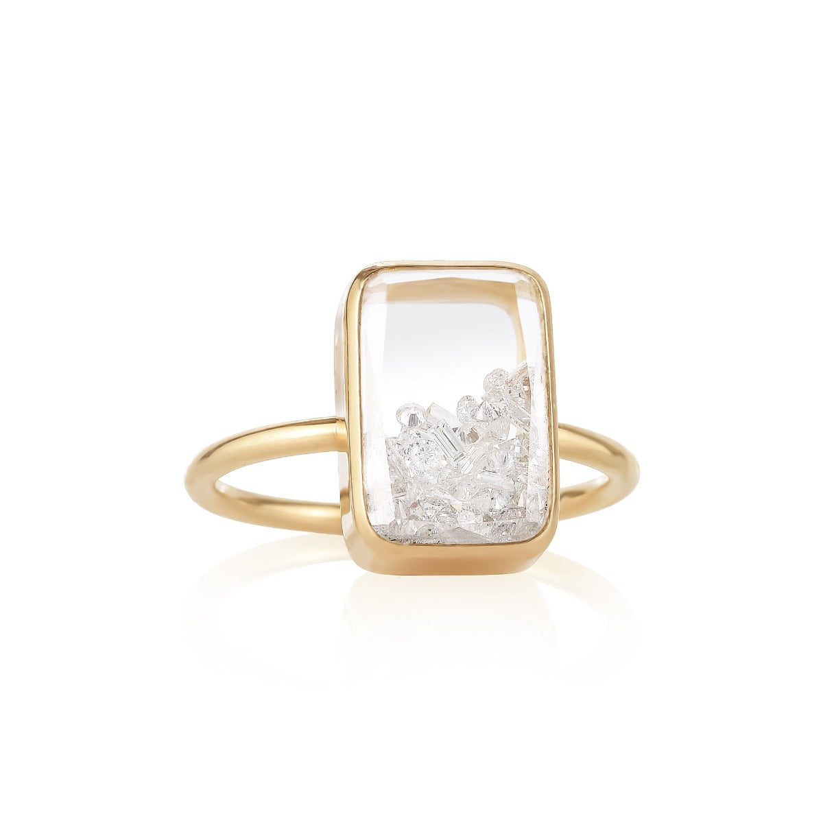 Mortiz Glik 18Kt Yellow Gold And Diamond Handmade Ten Fourteen Petite Ring