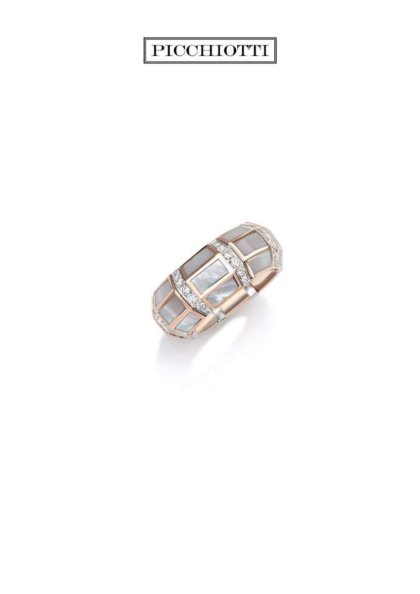 18Kt Rose Gold Mother Of Pearl Ring Picchiotti Expandable Ring