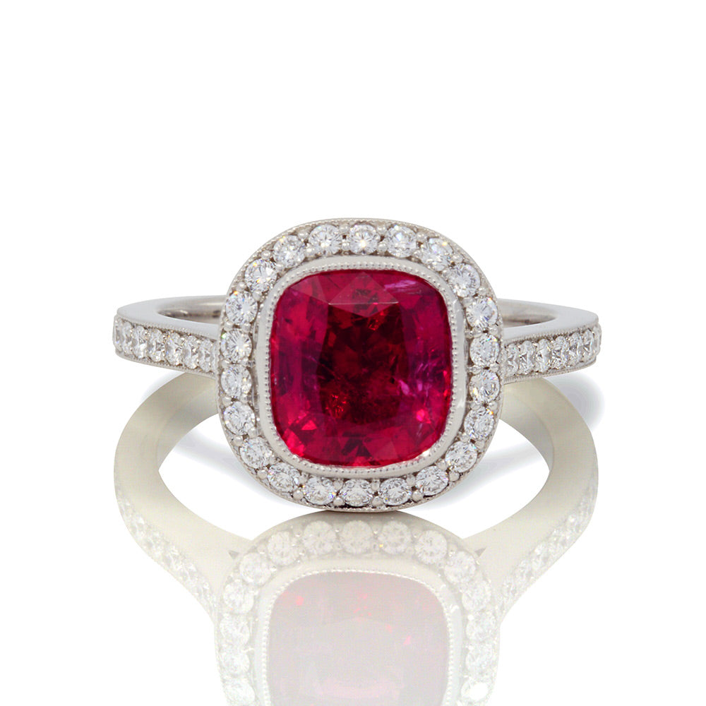 Platinum Ruby And Diamond Ring